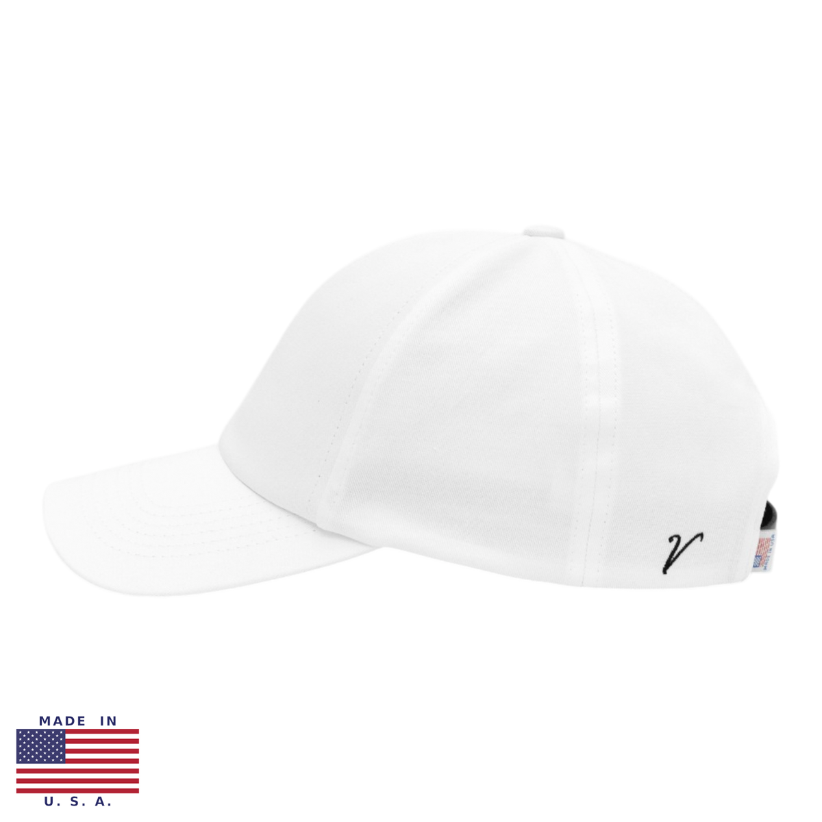 Vandre Made in USA 100% organic cotton baseball hat in white