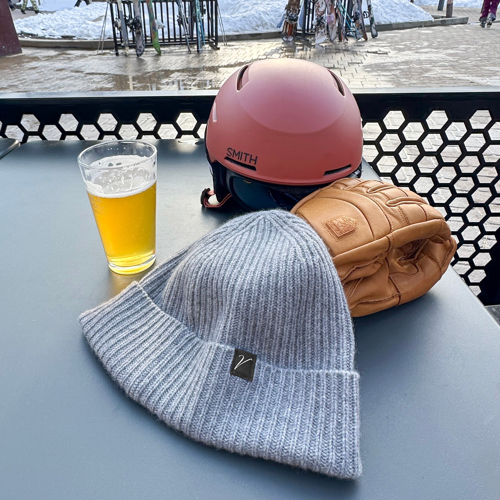 100% Cashmere Beanie Winter Hat Granite Gray