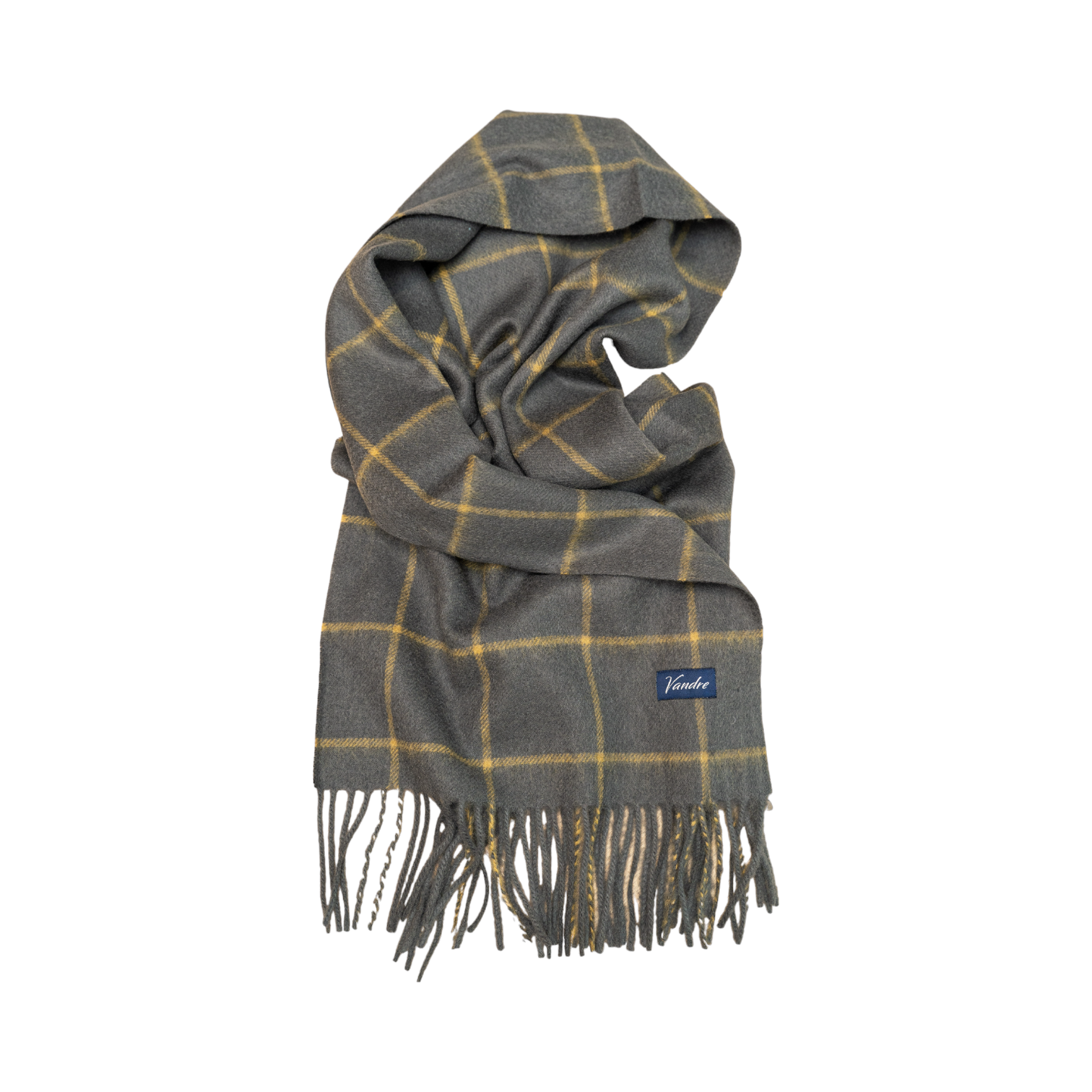100% Wool Scarf Gray Check