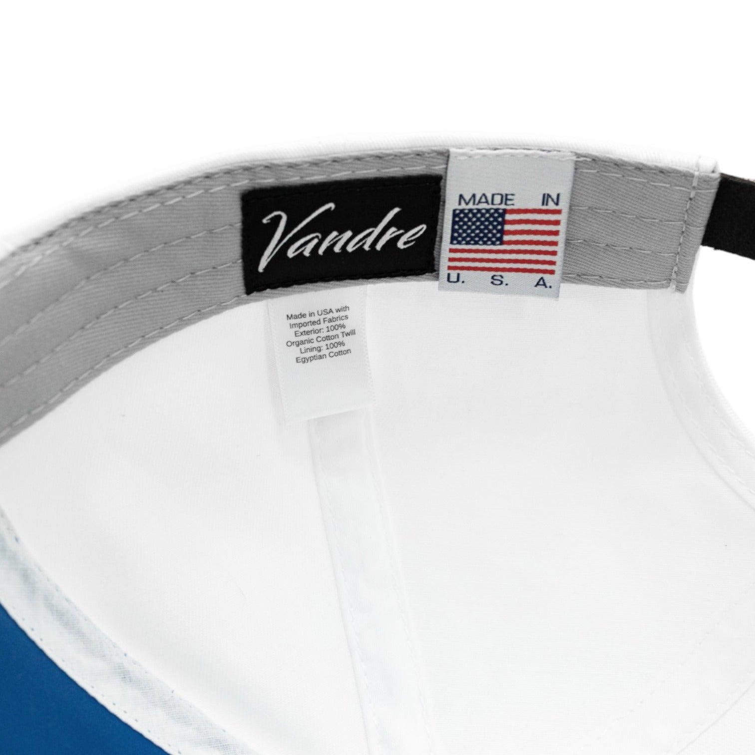Vandre Made in USA 100% organic cotton baseball hat in white