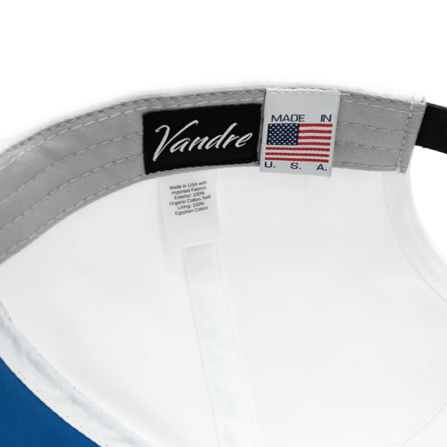 Vandre Made in USA 100% organic cotton baseball hat in white