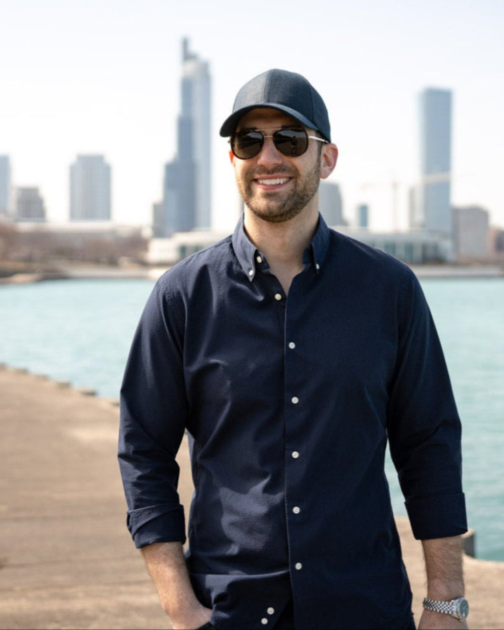 100% Irish Linen Premium Baseball Hat Navy Blue