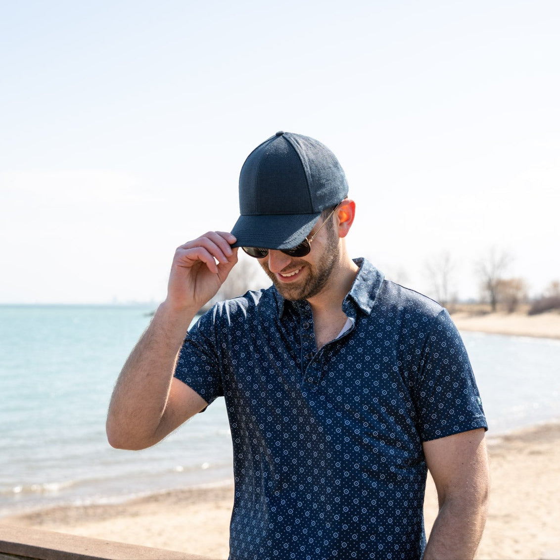 100% Irish Linen Premium Baseball Hat Navy Blue