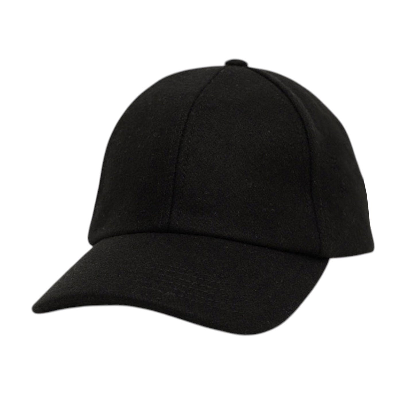 100% Wool Flannel Premium Baseball Hat Black