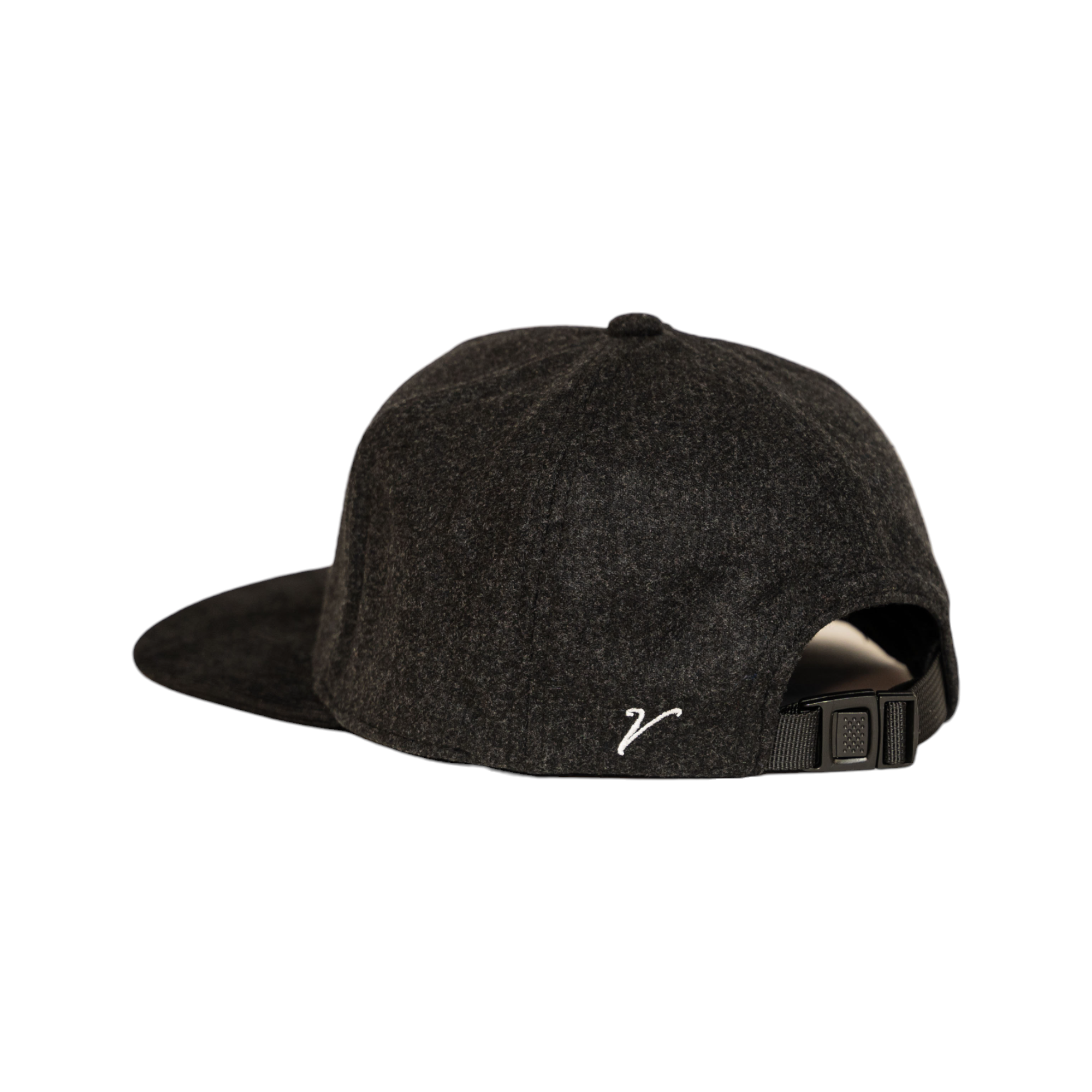 100% Wool Flannel Flat Brim Baseball Hat Charcoal Gray