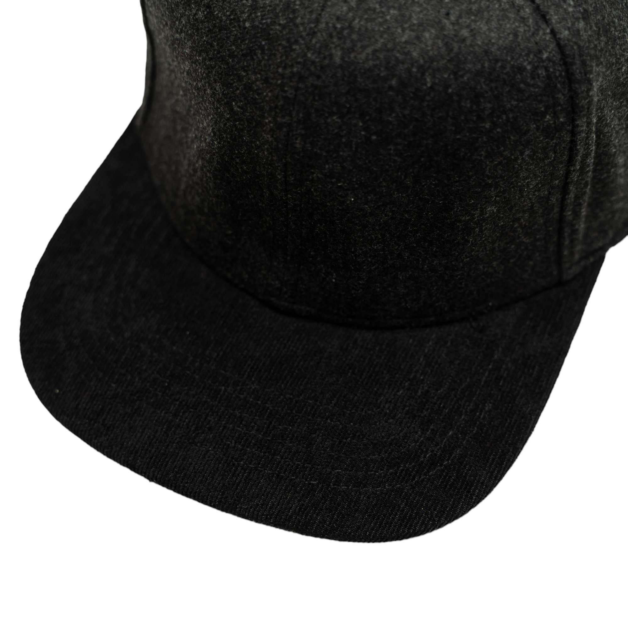 100% Wool Flannel Flat Brim Baseball Hat Charcoal Gray