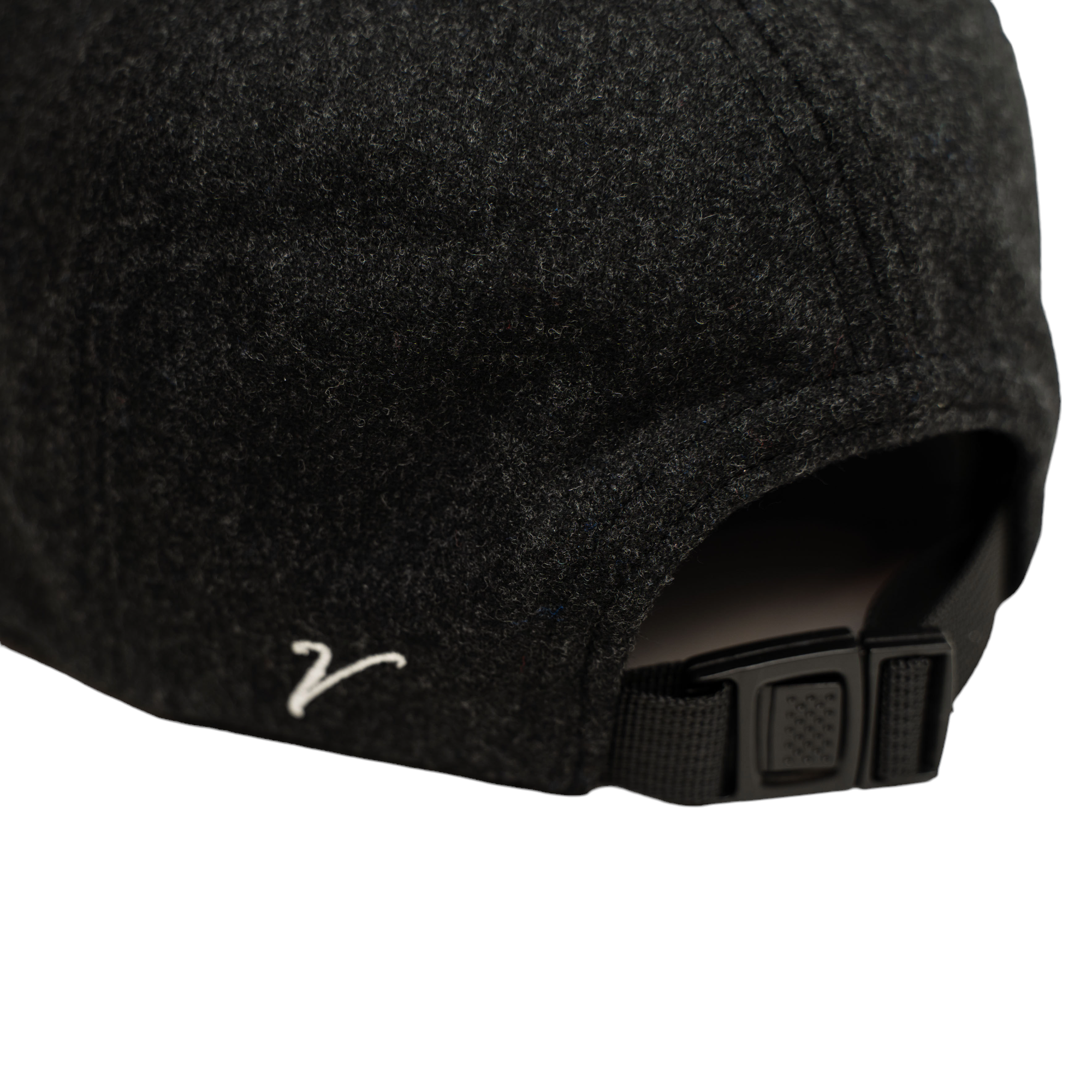 100% Wool Flannel Flat Brim Baseball Hat Charcoal Gray