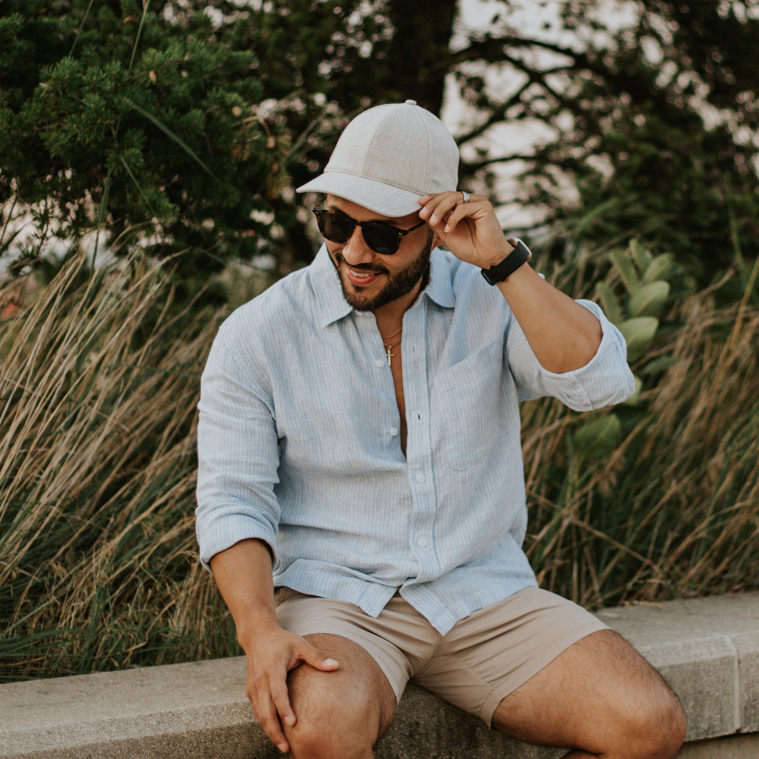 Vandre 100% Irish linen baseball hat in Arashi Sand