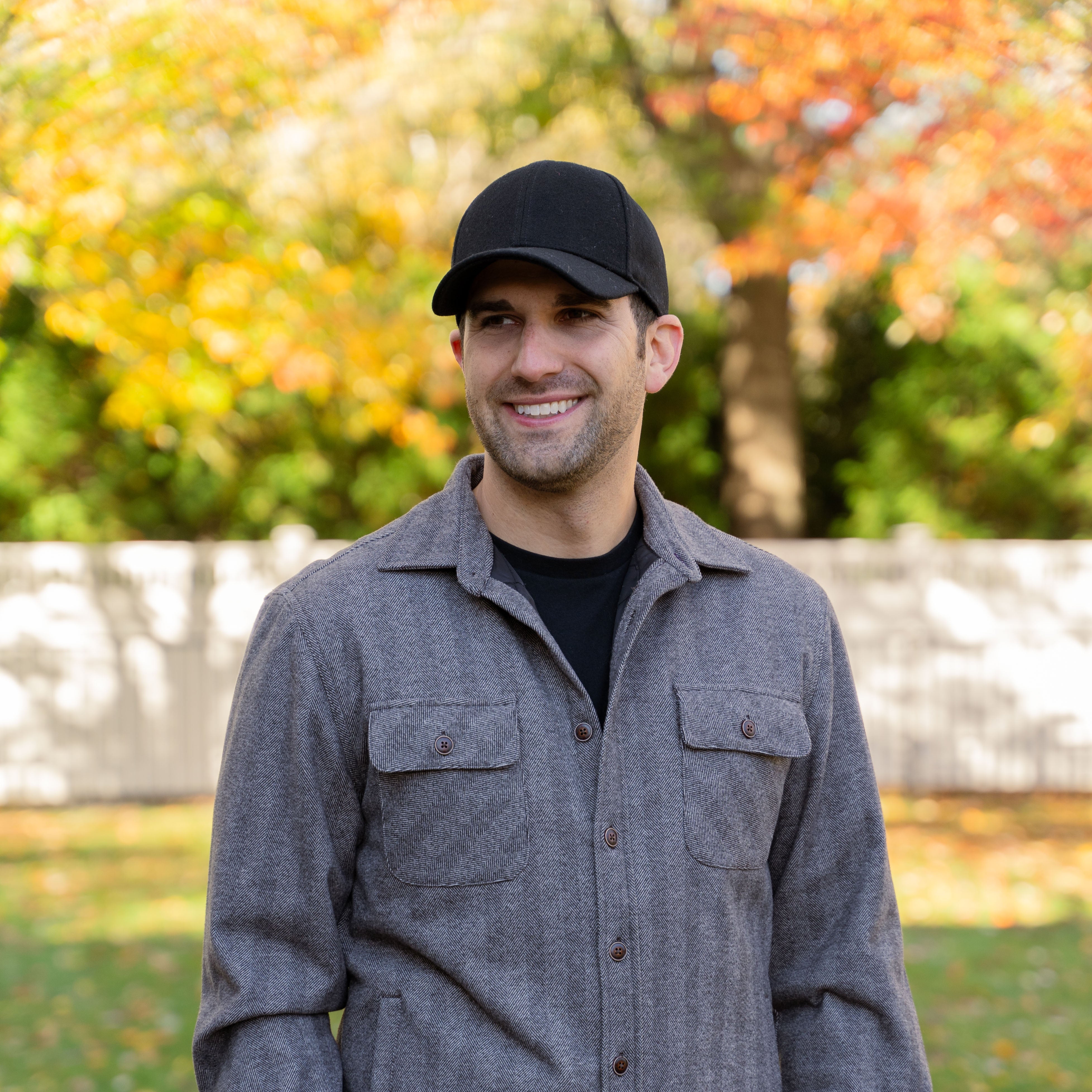 Baseball cap with sale button up shirt