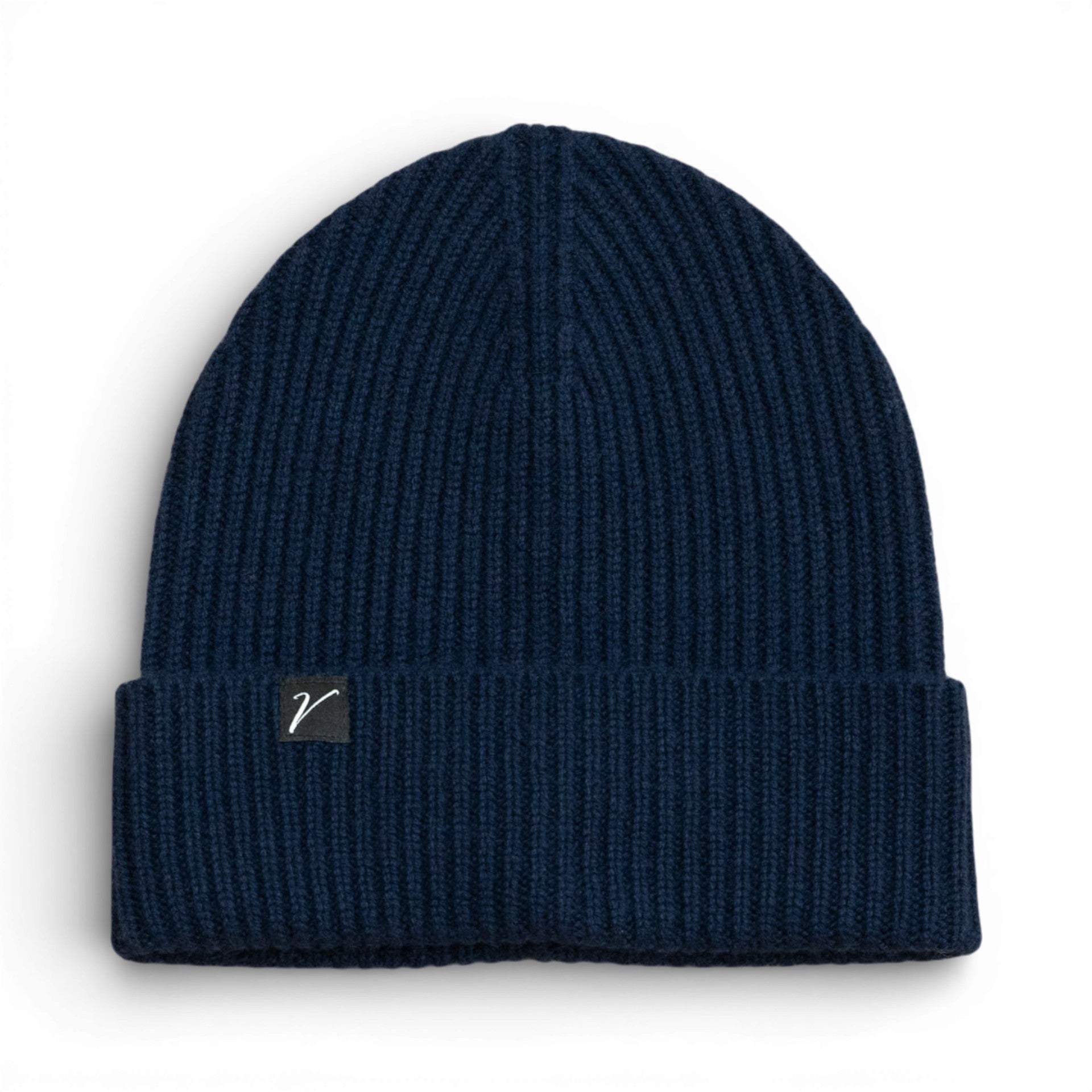 100% Cashmere Beanie Winter Hat Navy Blue
