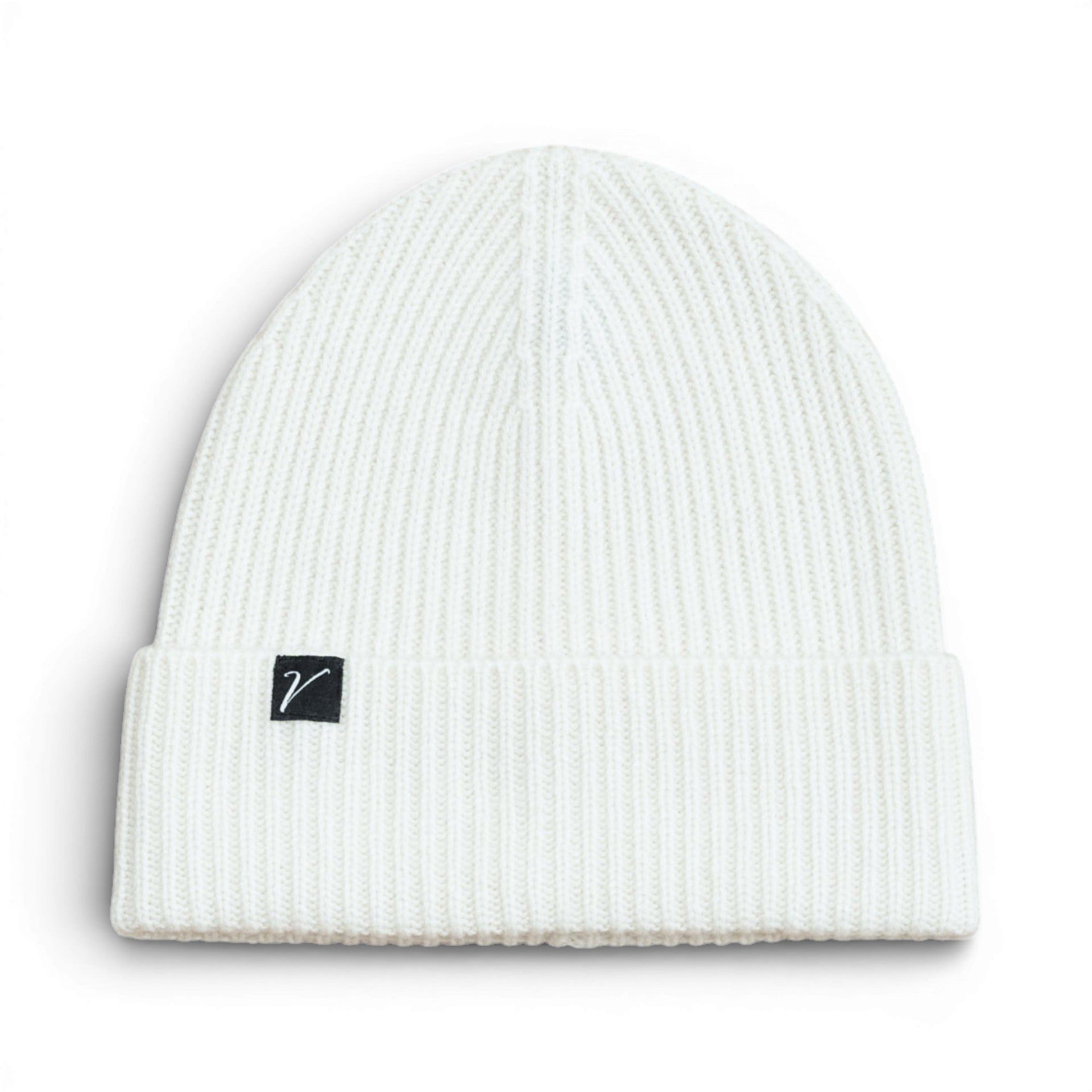 100% Cashmere Beanie Winter Hat White