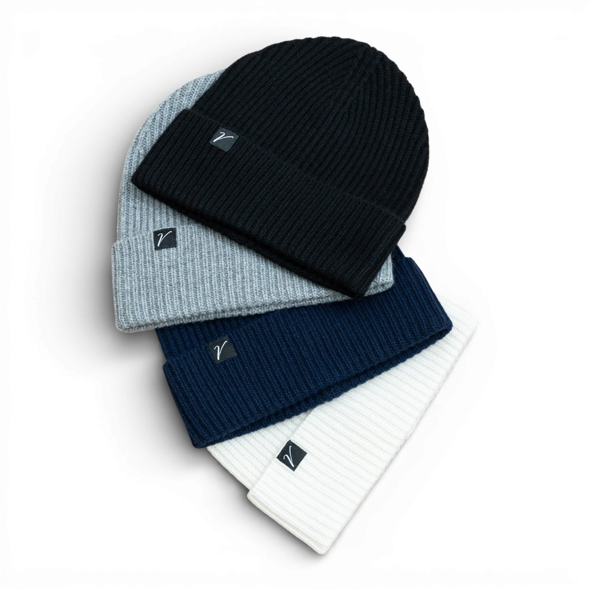 100% Cashmere Beanie Winter Hat White