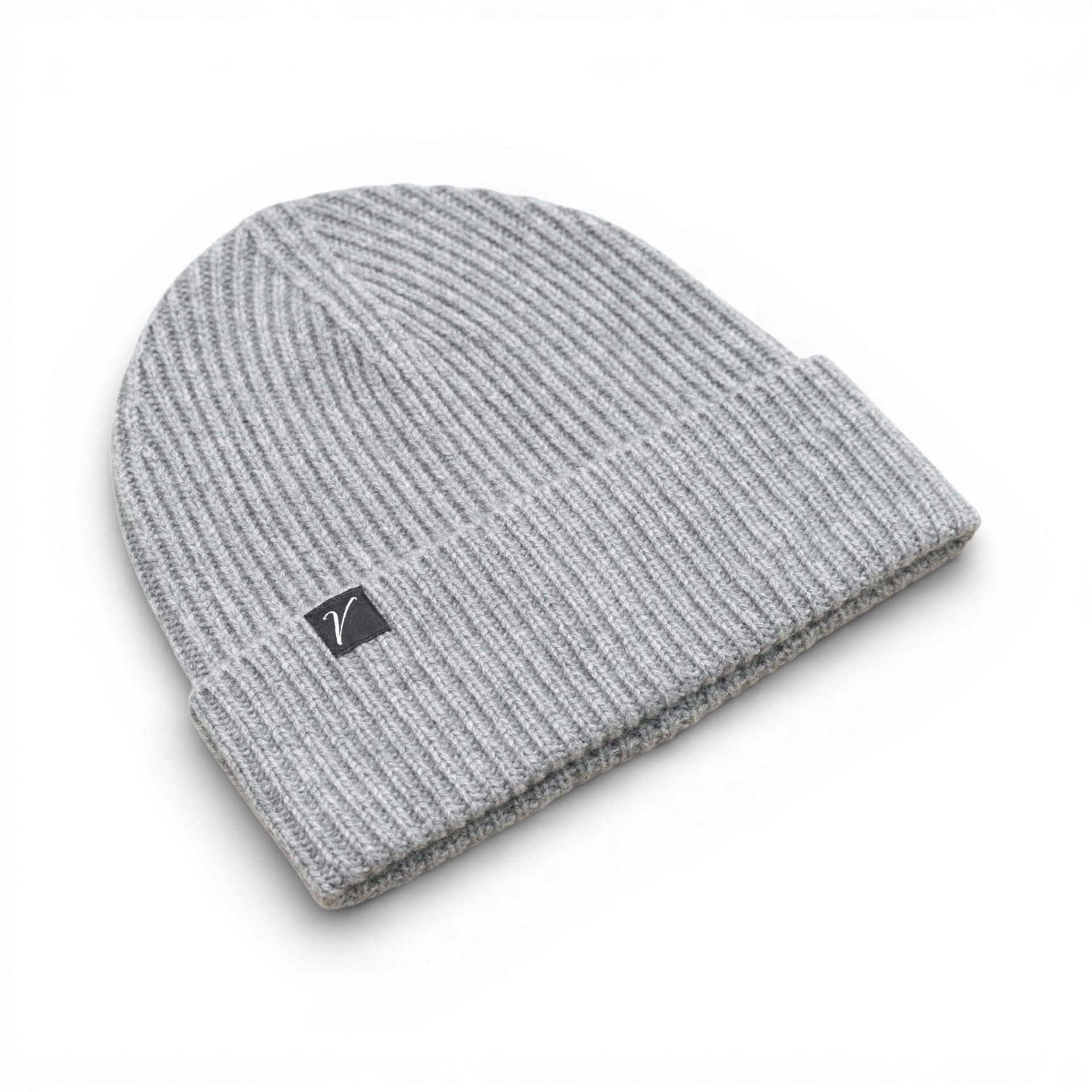 100% Cashmere Beanie Winter Hat Granite Gray