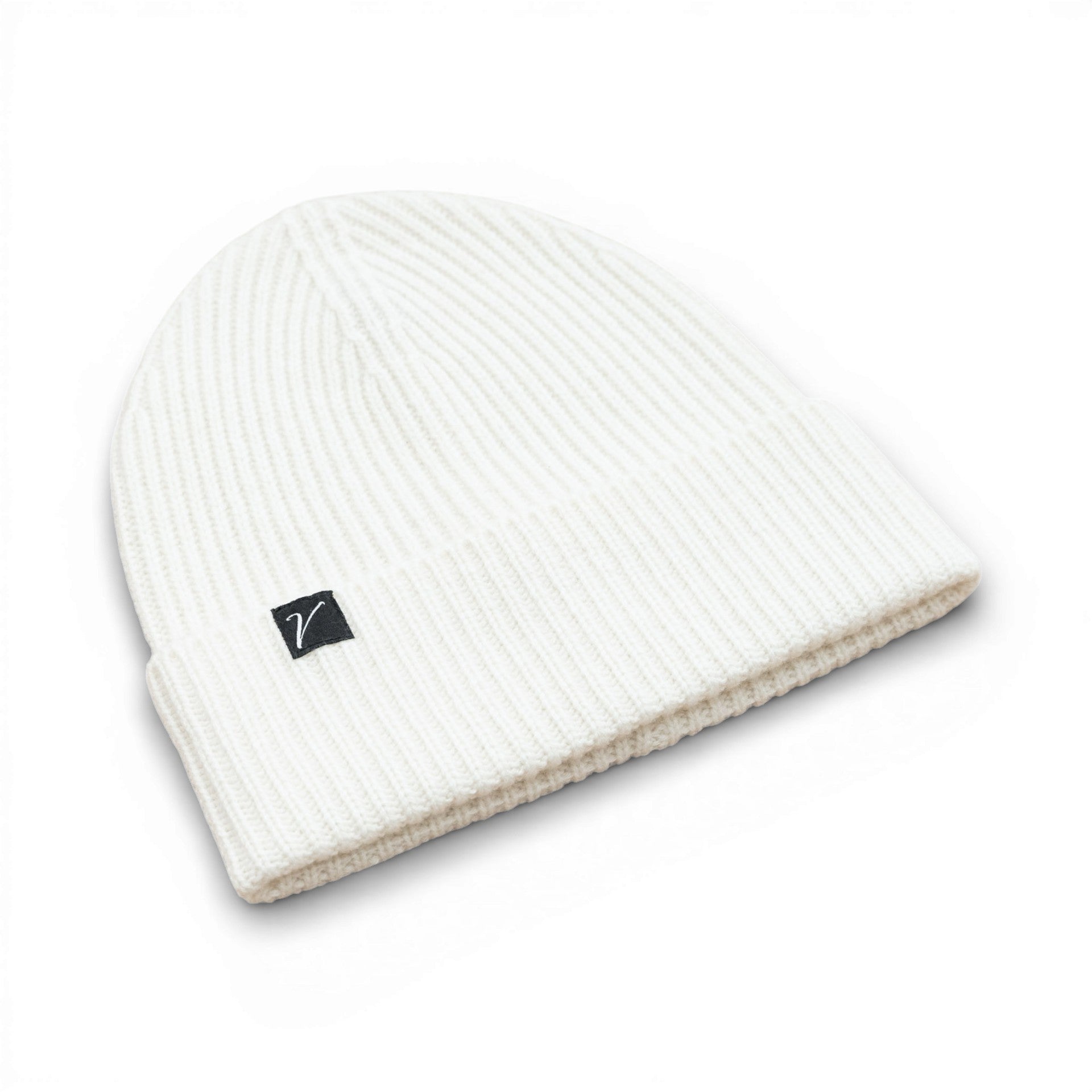 100% Cashmere Beanie Winter Hat White