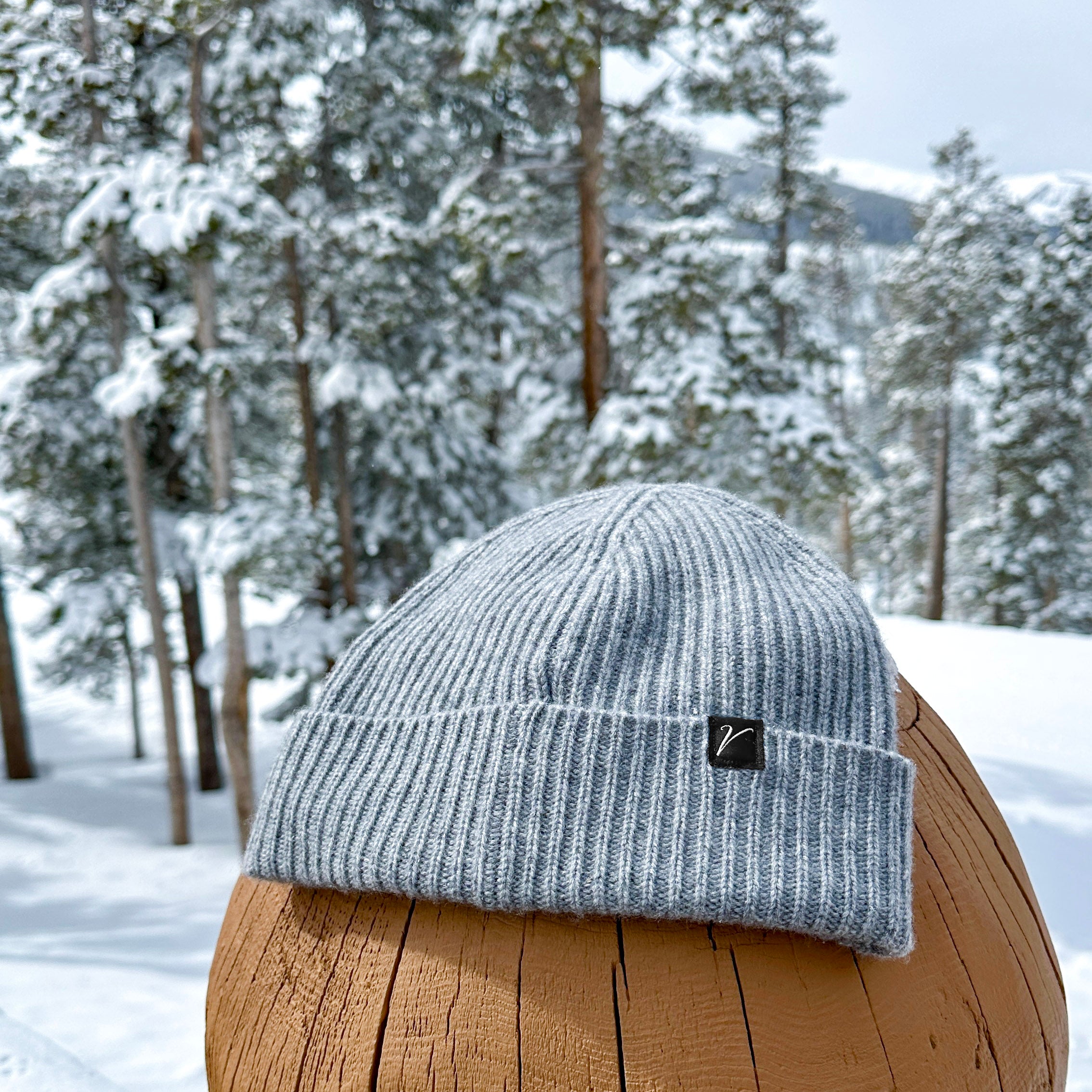 100% Cashmere Beanie Winter Hat Granite Gray