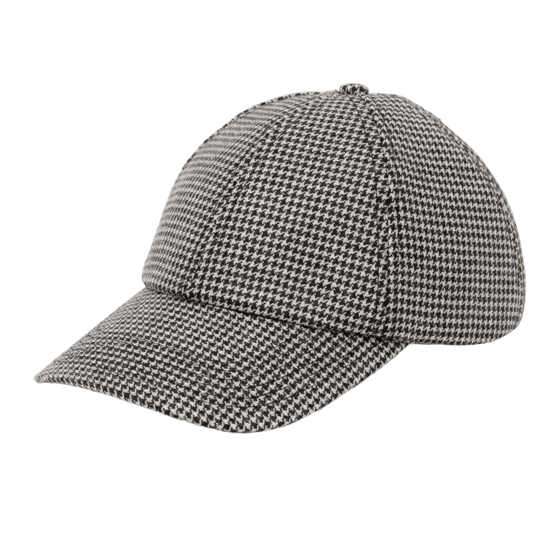 100% Wool Houndstooth Premium Baseball Hat Low Profile