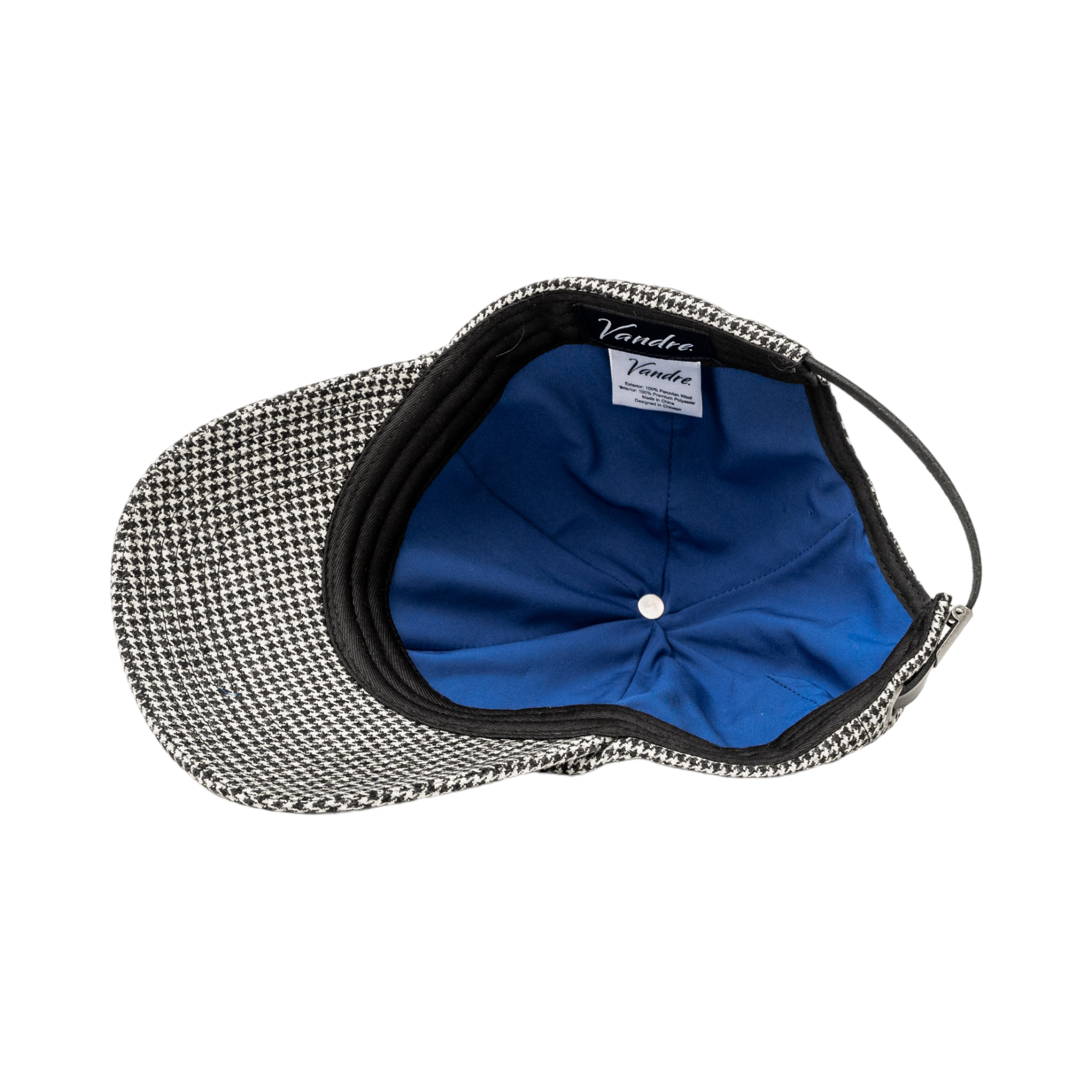 Vandre wool houndstooth hat inside view