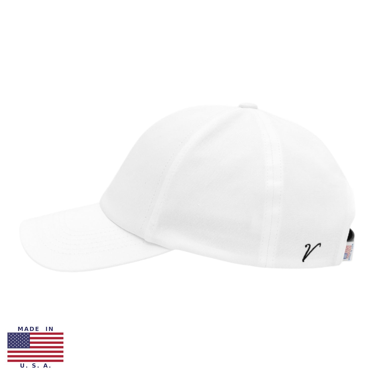 Vandre Made in USA 100% organic cotton baseball hat in white