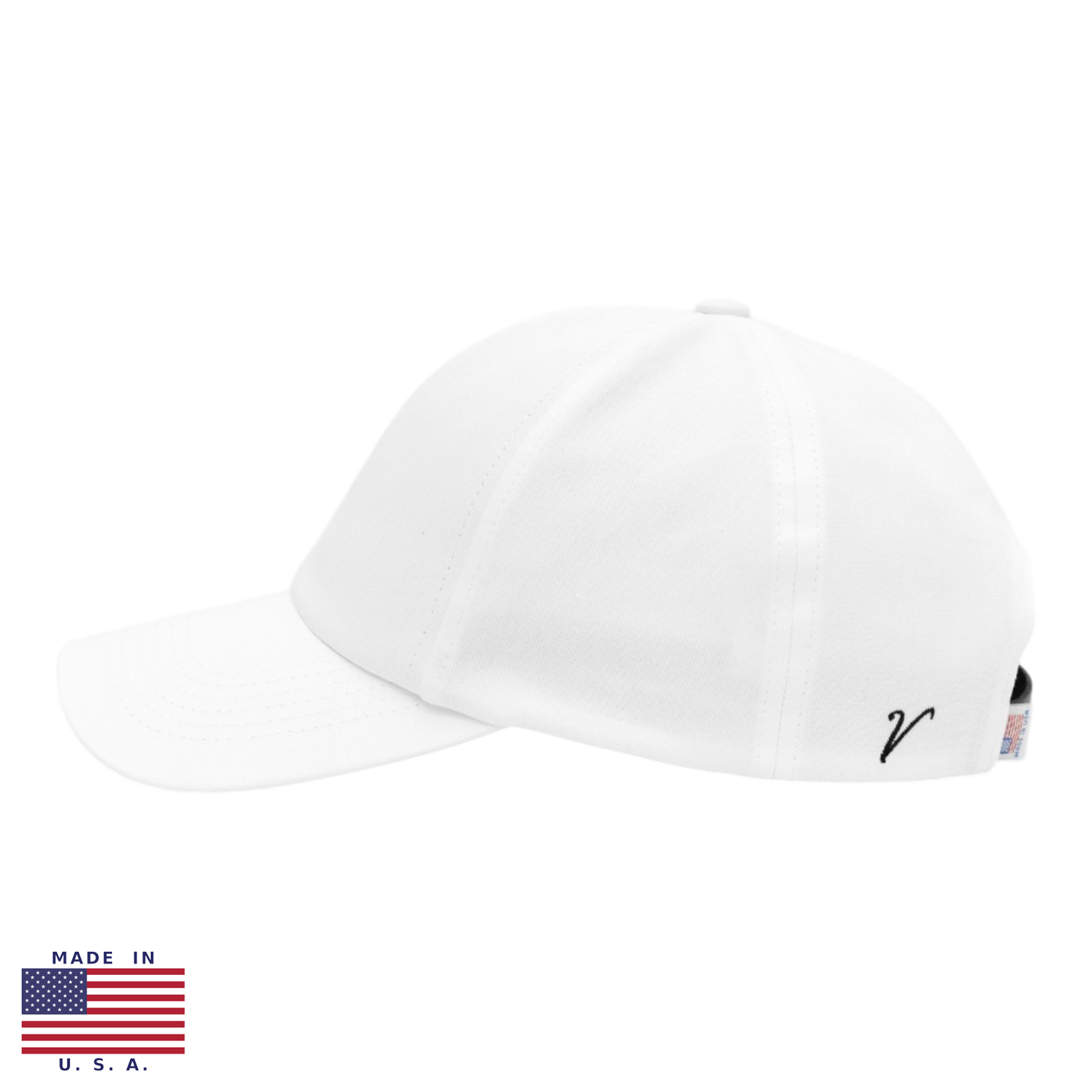 Vandre Made in USA 100% organic cotton baseball hat in white