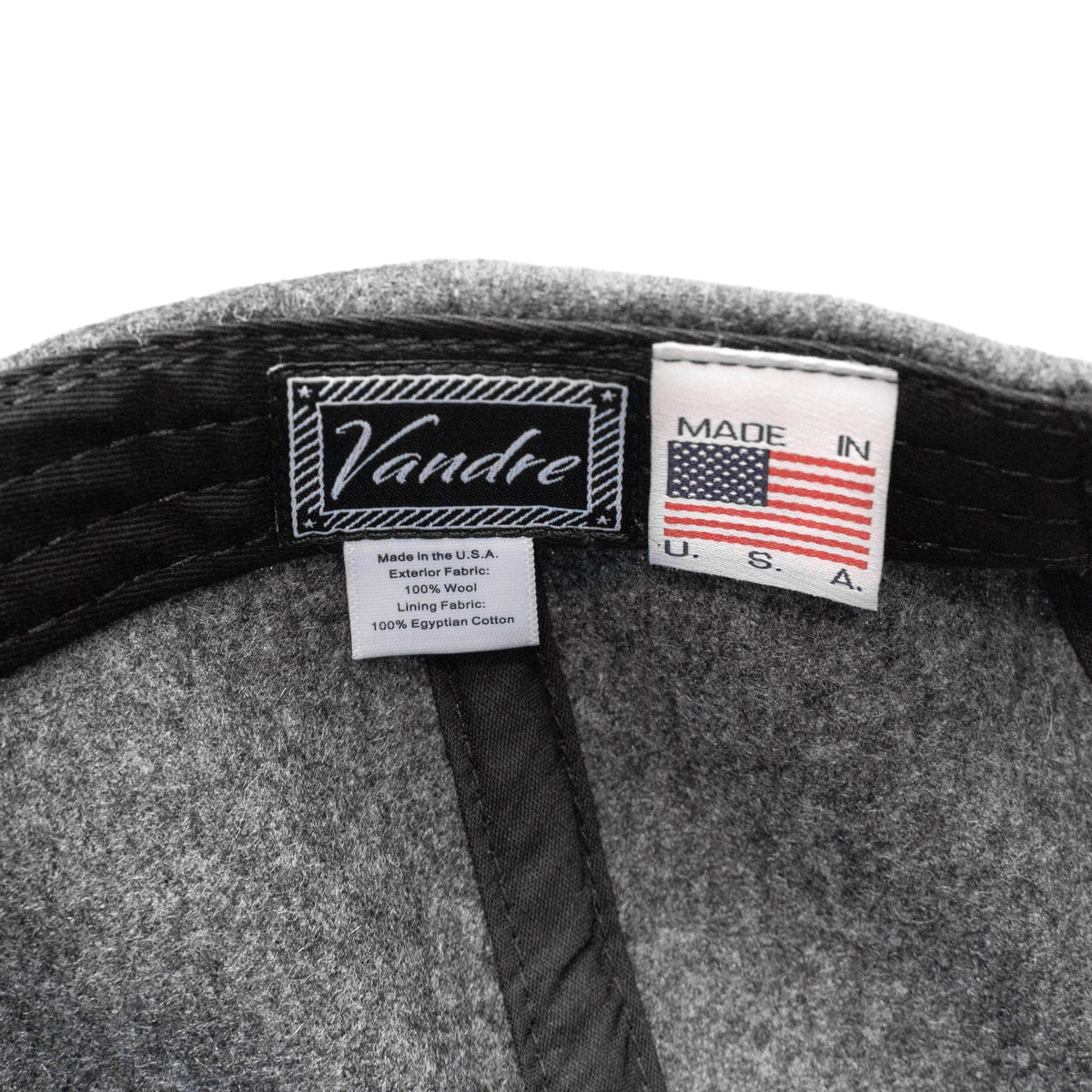 Gray 100% wool baseball hat made with Pure Fabrics in New York by Vandre