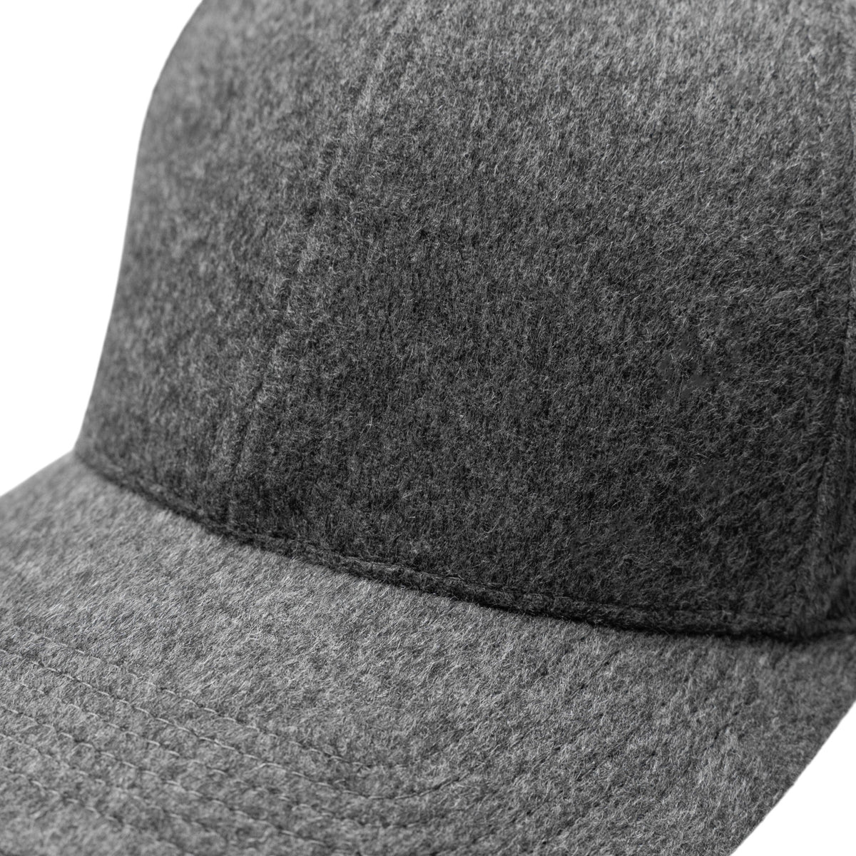 Made in USA 100% wool baseball hat in gray, handmade in New York by Vandre