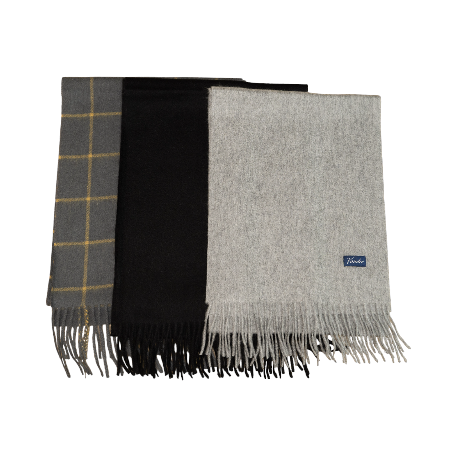 100% Wool Scarf Gray Check