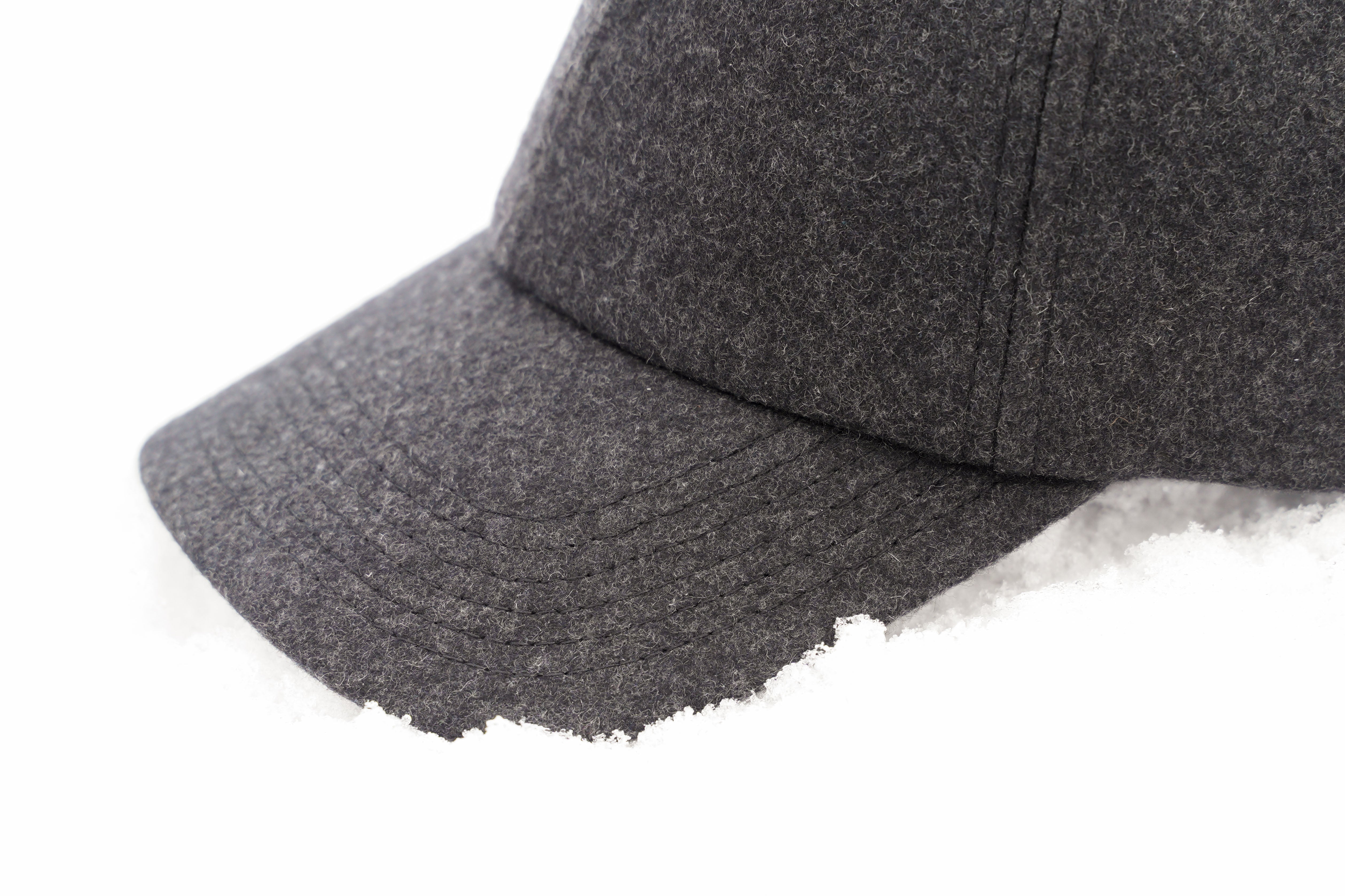 100% Wool Flannel Premium Baseball Hat Charcoal Gray