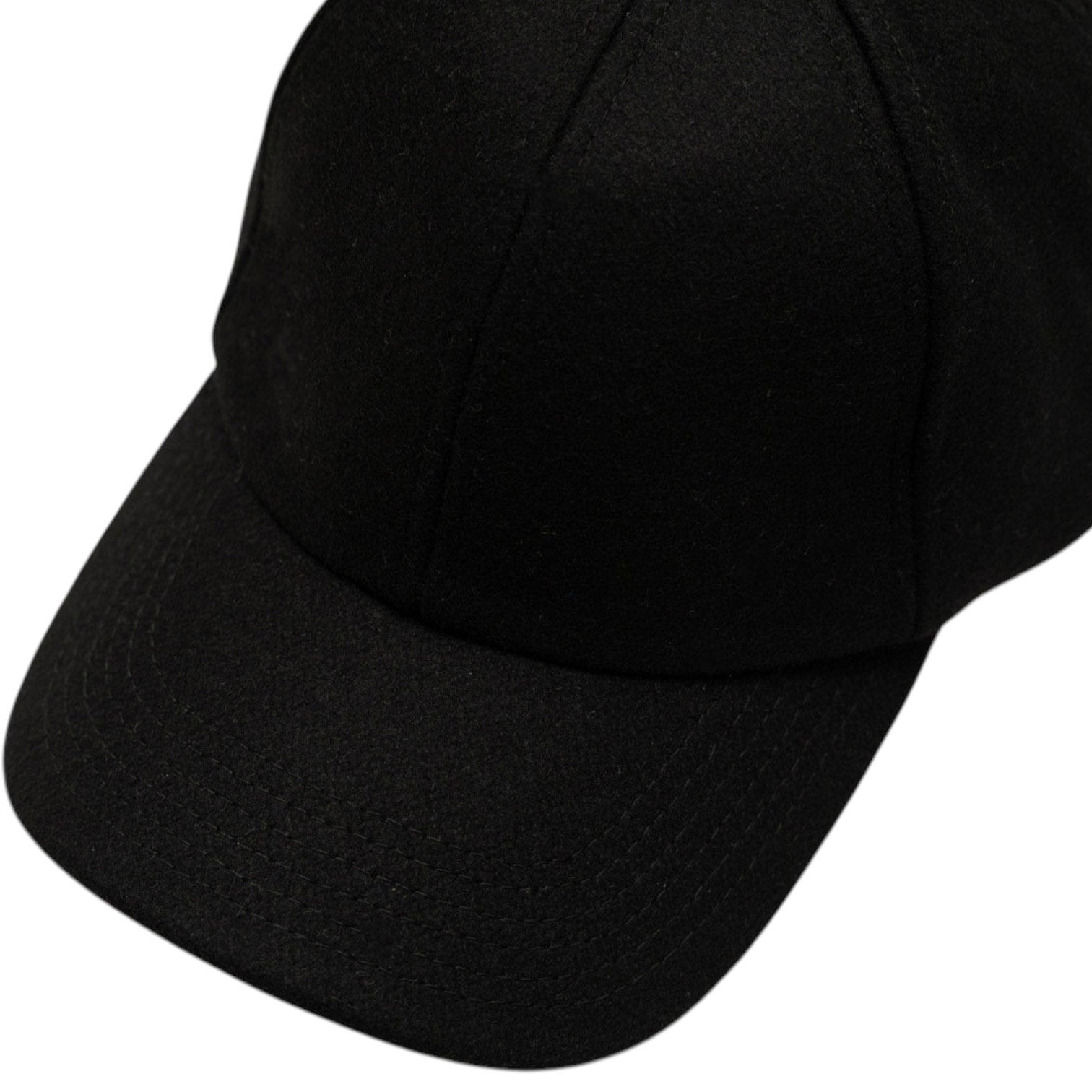 100% Wool Flannel Premium Baseball Hat Black