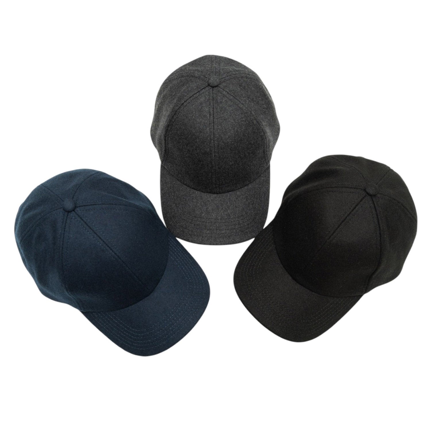 100% Wool Flannel Premium Baseball Hat Charcoal Gray