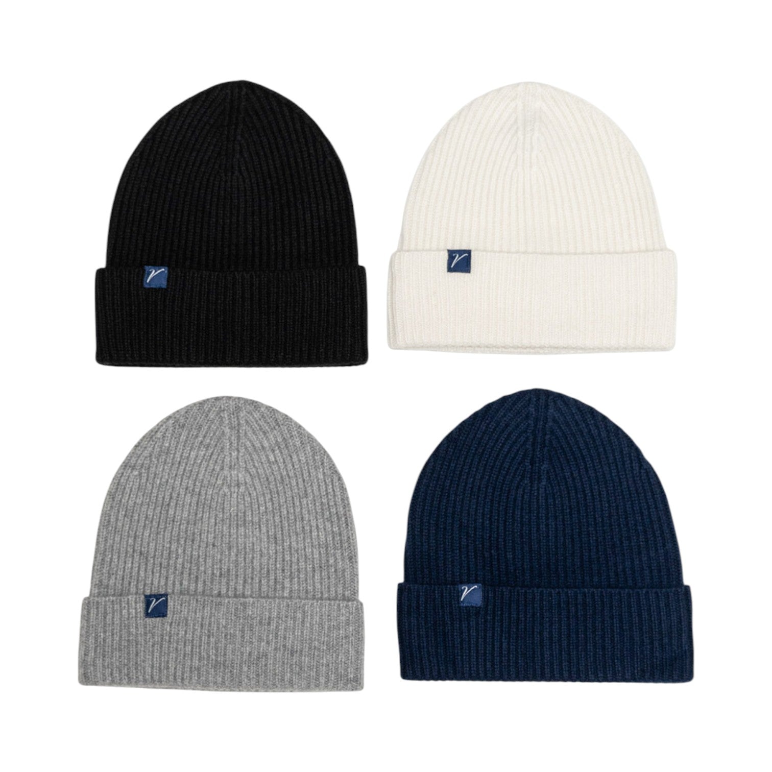 100% Cashmere Beanie Winter Hat Onyx Black