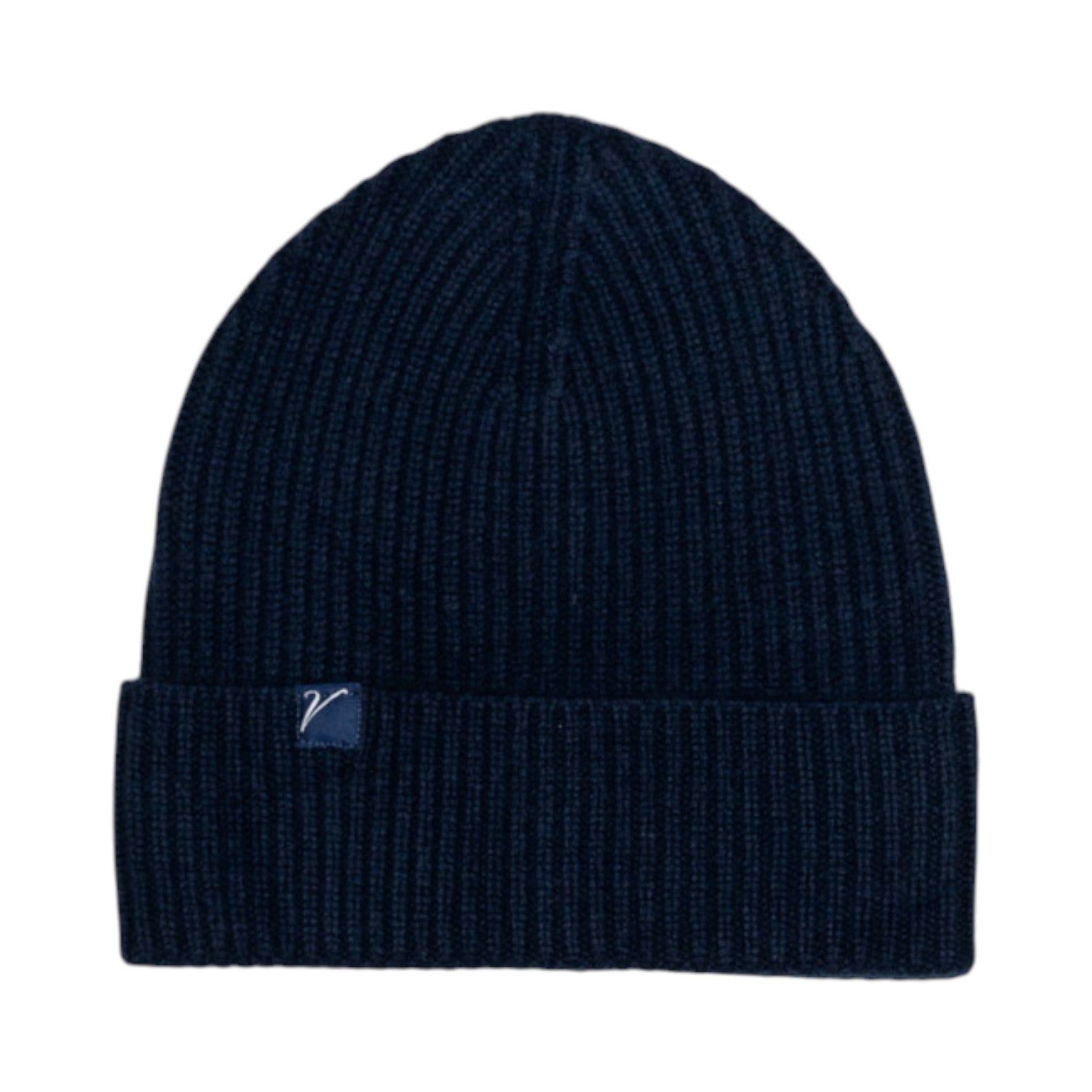 100% Cashmere Beanie Winter Hat Navy Blue