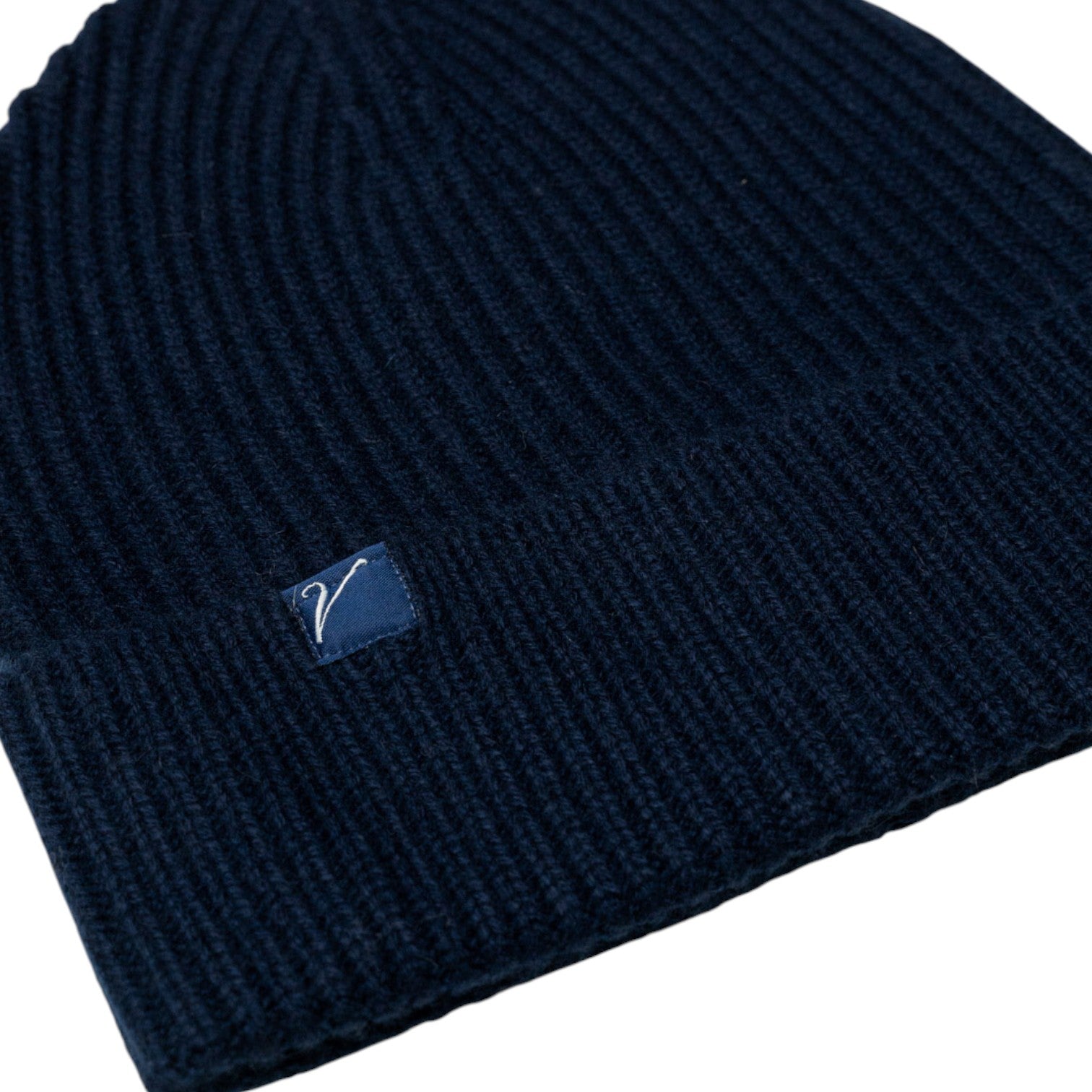 100% Cashmere Beanie Winter Hat Navy Blue